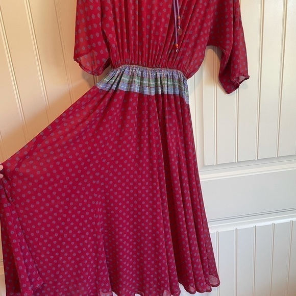 Vintage Diane Freis clover print cottagecore plaid midi dress medium - Picture 5 of 11